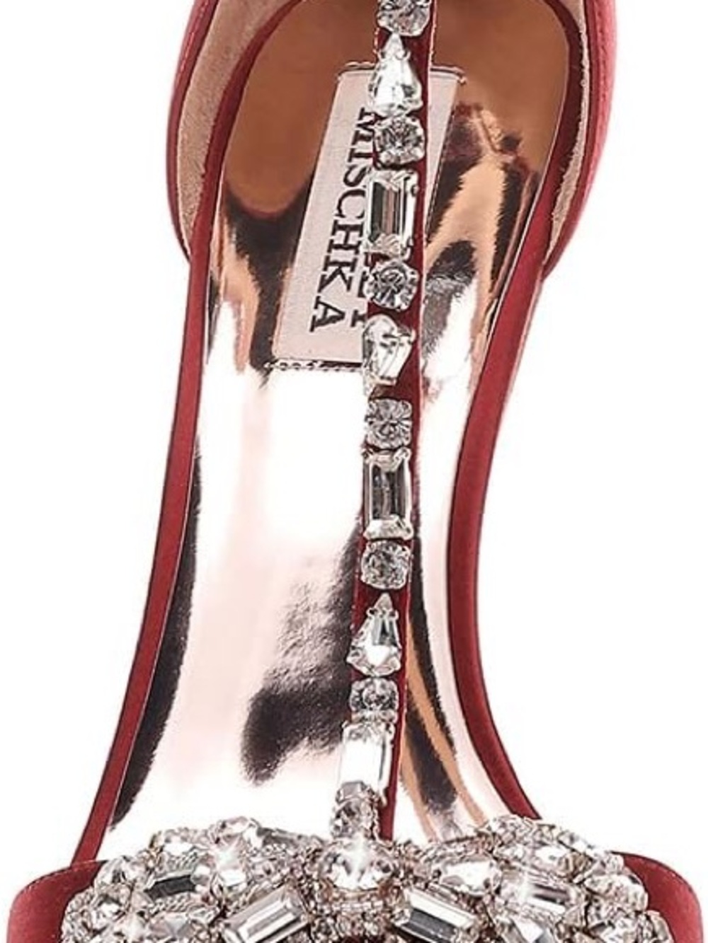 Badgley Mischka Pascale Cabernet Satin T-Strap Crystal Evening Sandal - Picture 2 of 6
